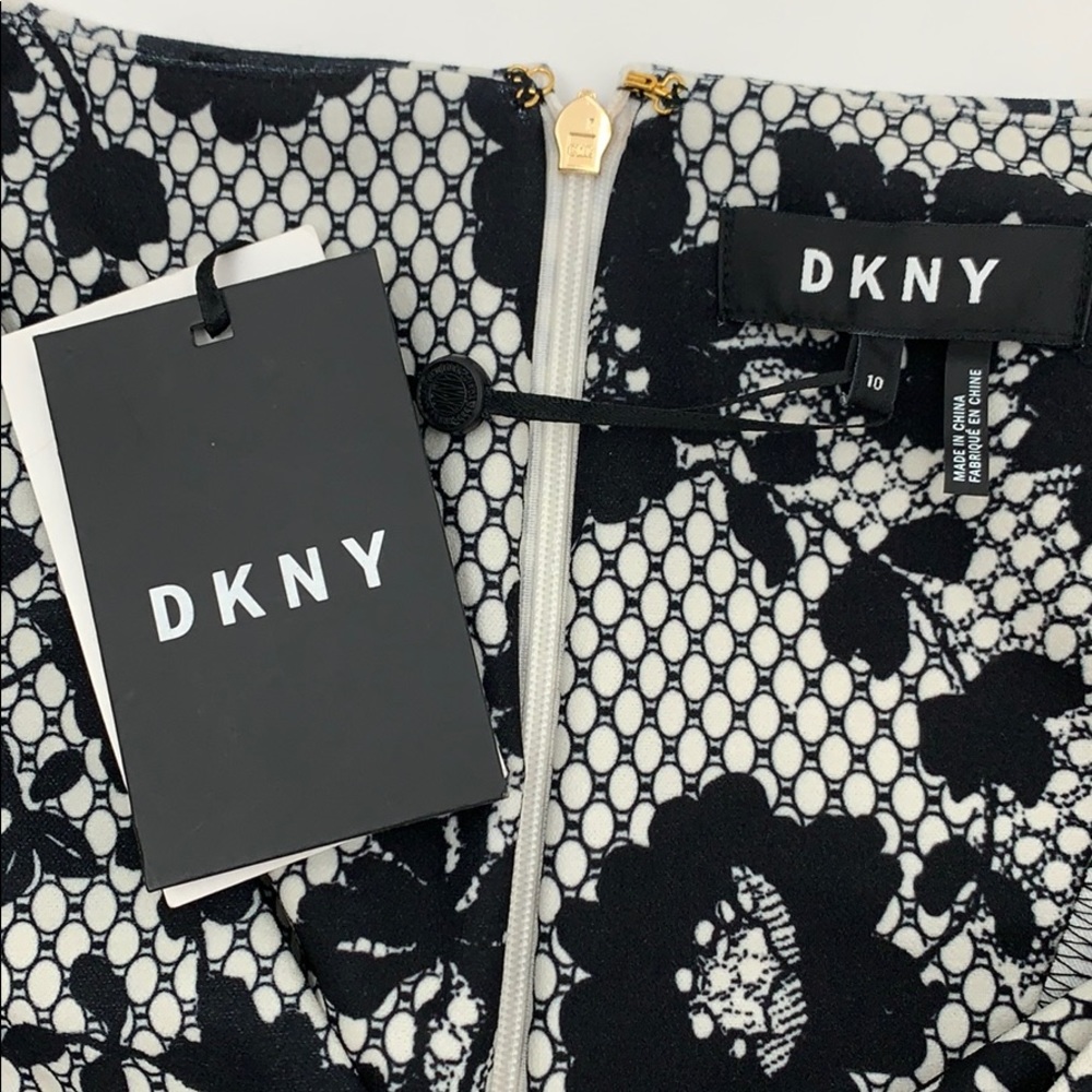 DKNY Geometric Black Floral Sheath Dress NEW - Picture 7 of 8
